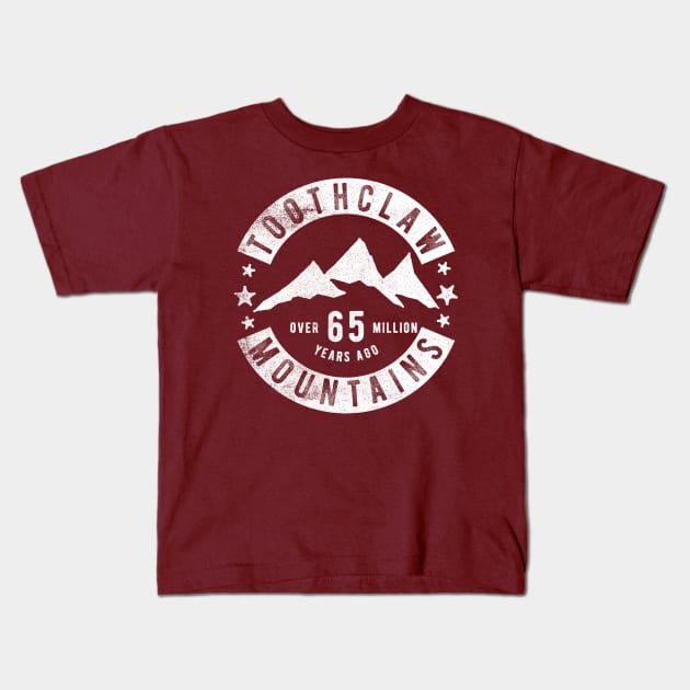 Toothclaw Mountains Kids T-Shirt by cowyark rubbark